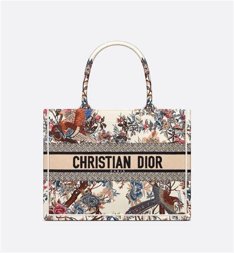 Medium Dior Book Tote Latte Embroidery with Gold